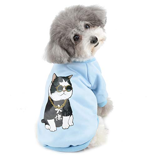 Zunea Abrigo de Invierno para Perros Pequeños Ropa de Slgodón Acolchado Cálido Suave Jersey para Chihuahua Yorkshire para Mascotas Niña Niño Azul XL