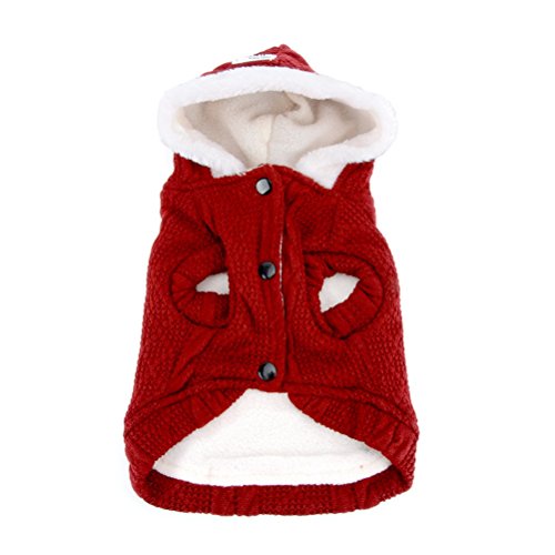 ZUNEA Abrigo suéter para Perros pequeños Clásico Polar Forrado con Capucha Cable de Punto Suave y cálida Taza de té de Navidad Yorkie Chihuahua Ropa Outfits Apparel Wine L