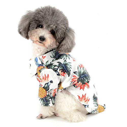 ZUNEA Camisa Hawaiana para Perro Pequeño Verano T-Shirt Chaleco Colorida Ropa para Campamento Cachorro Ropa de Playa Primavera para Perros y Gatos Blanco M