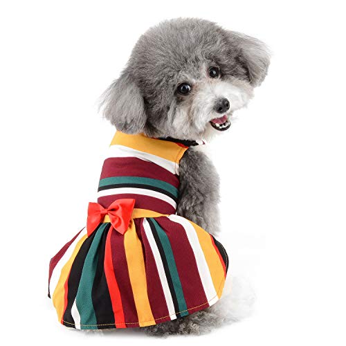 Zunea Elegante vestido para perros pequeños niña a rayas verano cachorro princesa falda con pajarita vestido de boda vestido de cachorro ropa de mascota suéter para perro chihuahua juguete caniche