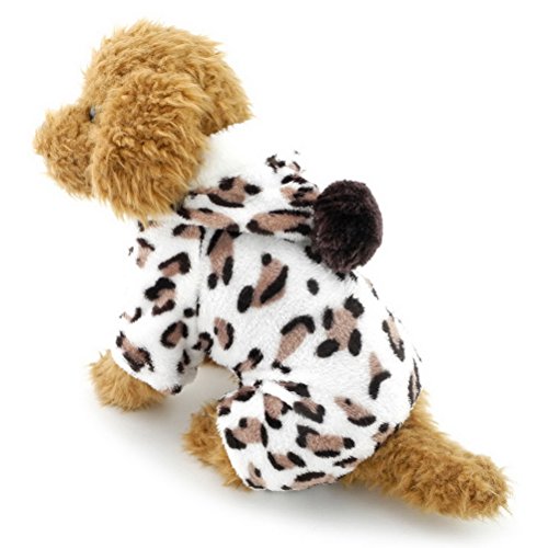 ZUNEA Leopard Terciopelo Suave pequeño Perro Gato Pijama Mono con Capucha de Invierno cálido Perrito Mascota Abrigo Traje de Neopreno cómodo Bichon Poodle Ropa Trajes M