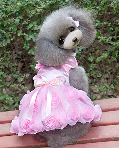 Zunea Satén Rosa Princesa Mascota Perro Vestido De Boda Cachorro Chihuahua Falda Pequeño Perro Tutú Vestido De Perrito Ropa Ropa Rosa M