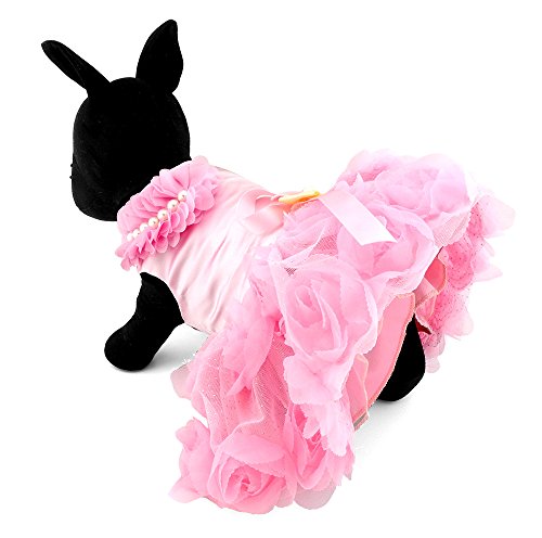Zunea Satén Rosa Princesa Mascota Perro Vestido De Boda Cachorro Chihuahua Falda Pequeño Perro Tutú Vestido De Perrito Ropa Ropa Rosa M