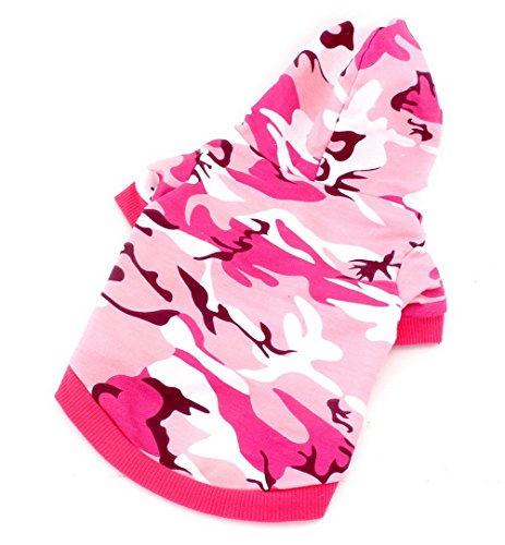Zunea - Sudadera con capucha para perro, diseño de camuflaje, color rosa