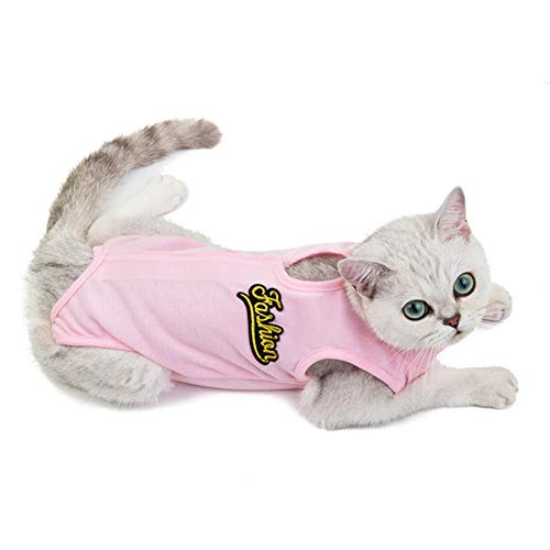ZUOLUO Traje De Recuperación para Gatos Ropa para Gatos Pequeños Traje quirúrgico para Perro después de castrar Camiseta médica para Mascotas pequeña Pink,XL